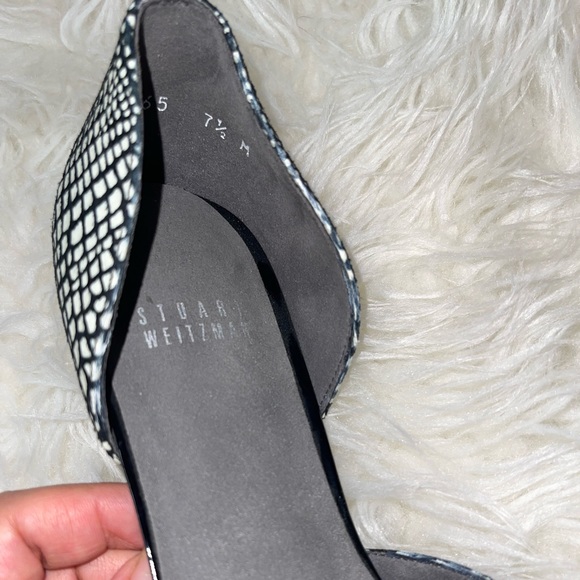 STUART WEITZMAN reptile print white/black &black patent leather pointy toe flats - Picture 5 of 7